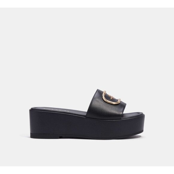 Coach Eloise Sandal Women's Black Slip on Leather Upper Comfort Logo Design - Picture 5 of 5